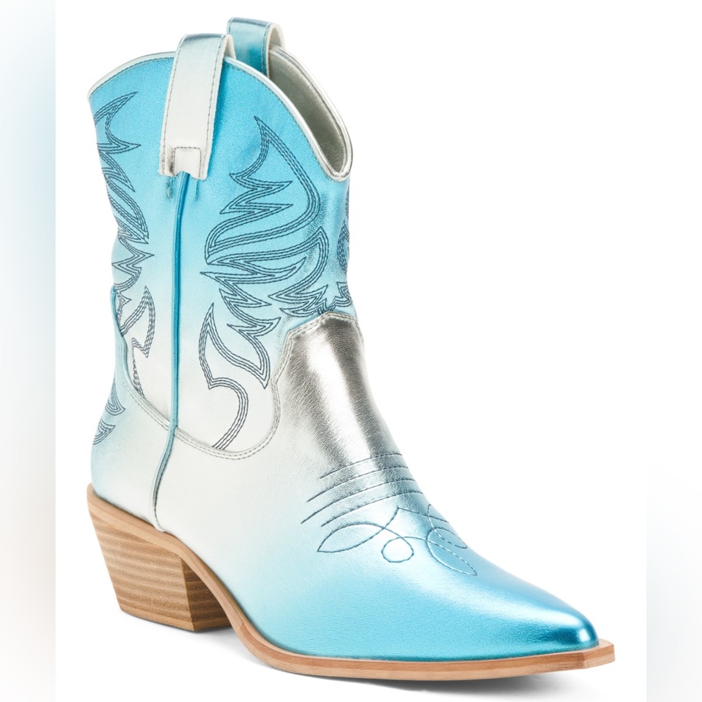 ShuShop Blue and Silver Ankle Boots